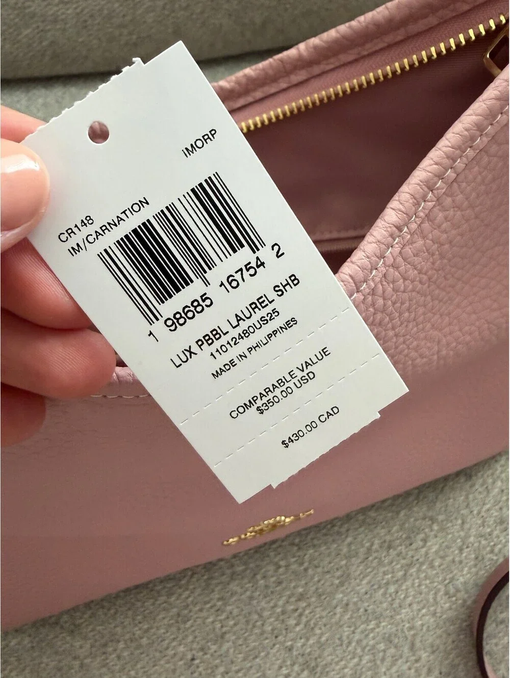 Coach Laurel Shoulder Bag Carnation Pink Leather